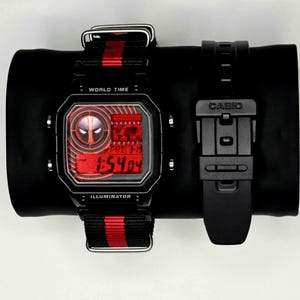 Custom Red Casio AE1200 Watch: &quot;Deadpool&quot; Style Mod