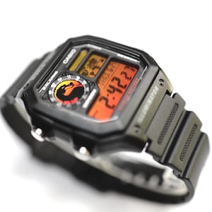 Reloj digital Casio AE1200 personalizado "Mortal Kombat World Time", esencial, temático imagen 2