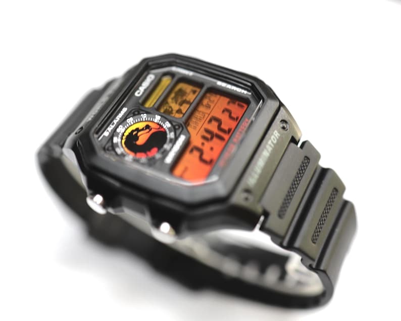 Reloj digital Casio AE1200 personalizado "Mortal Kombat World Time", esencial, temático imagen 2