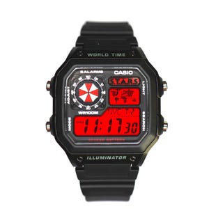 Anpassad Casio AE1200 “Resident Evil” Mod – | Digitalklocka med världstid | Retroklocka med tema | Anpassad present till spelare | Viktiga saker