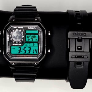 Custom Green Screen Casio AE1200WH Watch: Moon Mod