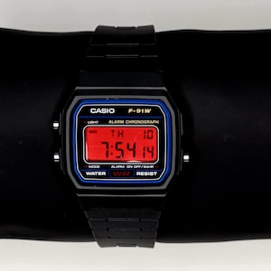 Custom Casio F91W Digital Watch Mod – Red Screen Filter | Modified Classic Retro Watch