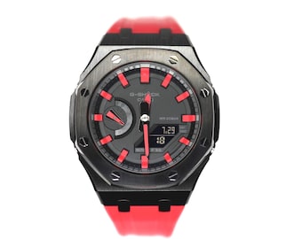 Custom Casio GA2100 Metal Case Watch | Pink Chapter Ring Mod | Resin Band | CasiOak Mod | Custom G-Shock Gift