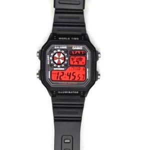 Custom Casio AE1200 “Resident Evil” Mod – | World Time Digital Watch | Themed Retro Watch | Custom Gift for Gamers | Essentials No Case/S-Protector
