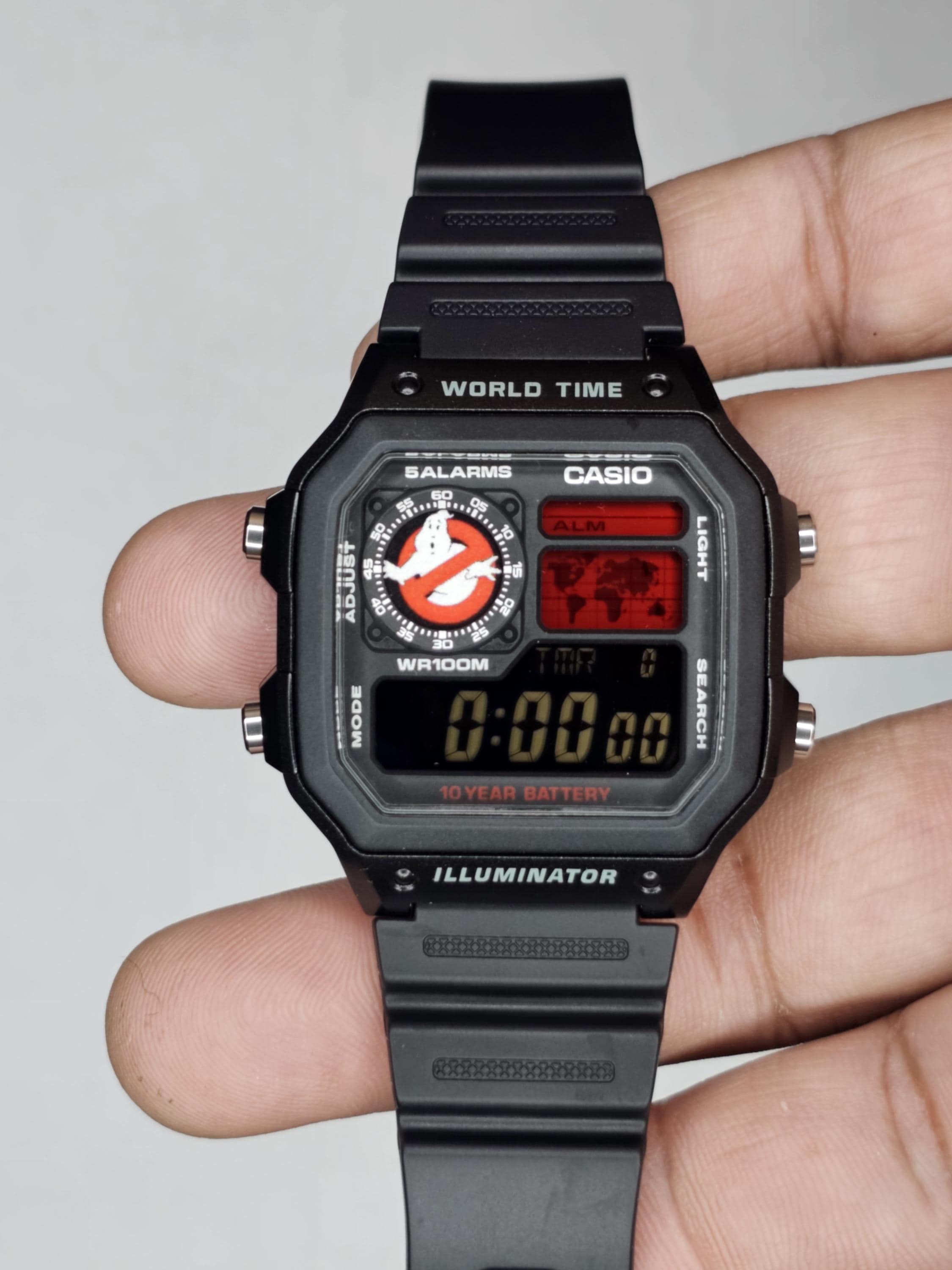 Ghostbusters Casio AE1200 Royale Mod: Custom Negative Display