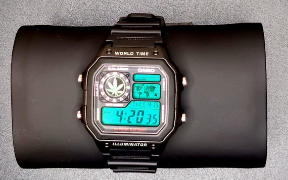 Custom Casio AE1200 “marijuana Leaf Logo” Mod – Green Filter