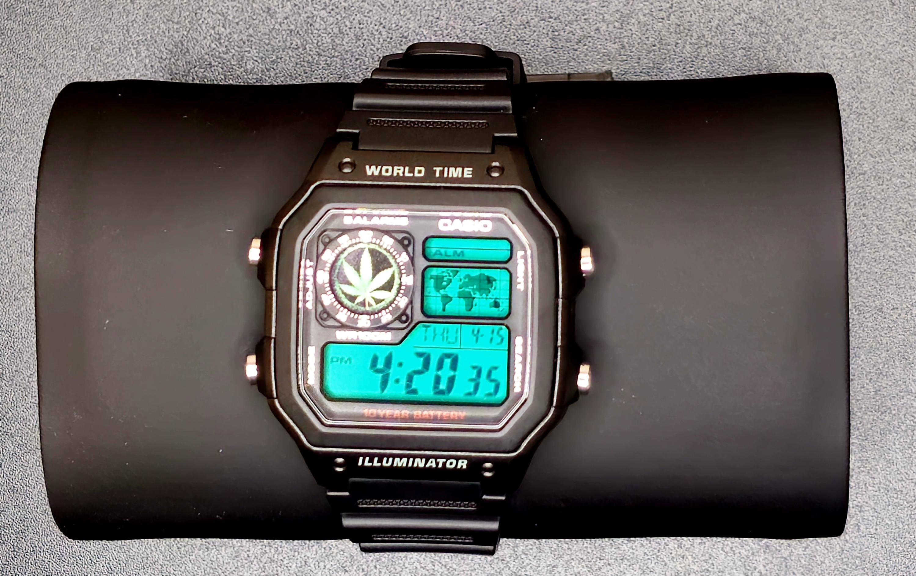 Custom Casio AE1200 “marijuana Leaf Logo” Mod – Green Filter