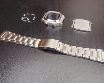 Casio Royale AE1200 - Kit mod completamente in metallo: cassa, quadrante e cinturino in acciaio inossidabile, fondello migliorato, incisione, personalizzazione