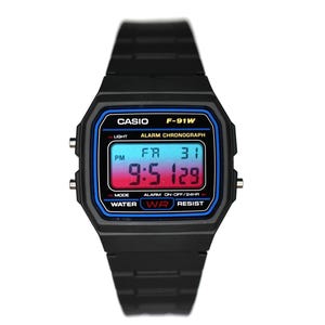 Anpassad Casio F91W Sunrise Display Mod-klocka | Svart digital retroklocka | Casio med färgskärm | Unik presentidé | Klocka i 90-talsstil