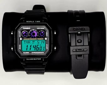Benutzerdefinierte Casio AE1300 Grün & Lila Screen Mod Uhr | Dual Color Filter Digitaluhr | Casio AE1300 Mod | Retro Digital Uhr |Geschenk für Ihn