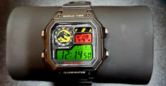 Custom Casio AE1200 "Jurassic Park" Mod: World Time Digital Watch