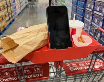 Discounted Costco Cart Tray – Cosmetic Clip Defect – 3D Printed Shopping Cart Organizer – Phone & Snack Holder (Final Sale)