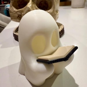 Glow-in-the-Dark Halloween Reading Ghost Decor Figure(s) - Spooky 3D Printed Seasonal Decor