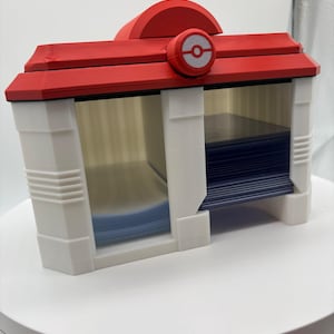 Pokemon Center Card Organizer – Penny Sleeve & Top Loader Holder, Pokémon TCG Storage Display, 3D Printed Trading Card Desk Organizer