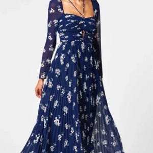 Robe Maxi Vintage Années 70 Taille 10-12 - Noir Plissée Concertina, Dos Nud, Bretelles Fine, Non Doublée
