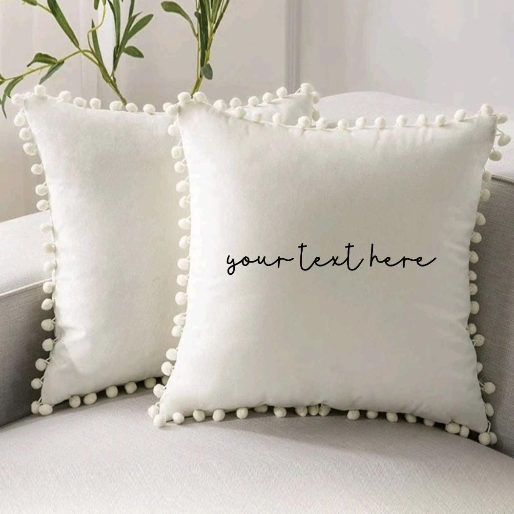 Pom Pom Monogram Pillow - Etsy