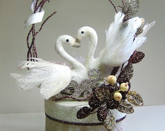 Swan Wedding Cake Topper, Keepsake Box