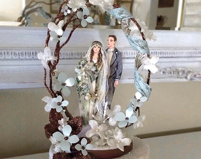 Blue Boho Chic, Vintage Bohemian Wedding Cake Topper - Etsy