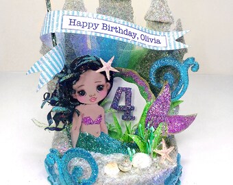 Child's "Undersea Mermaid", Sand Castle Birthday Cake Topper