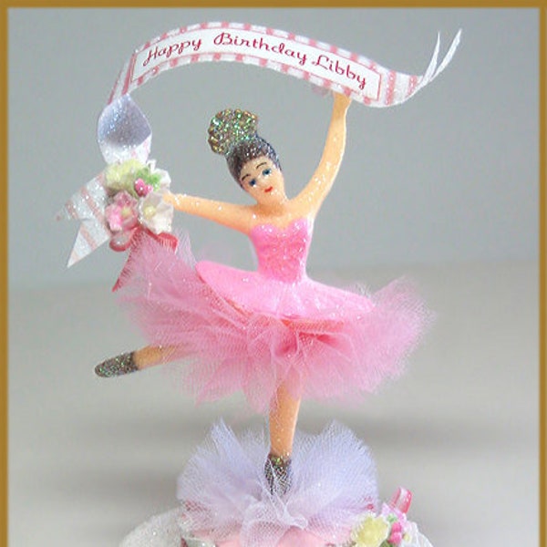 Vintage Pink Ballerina Cake Topper