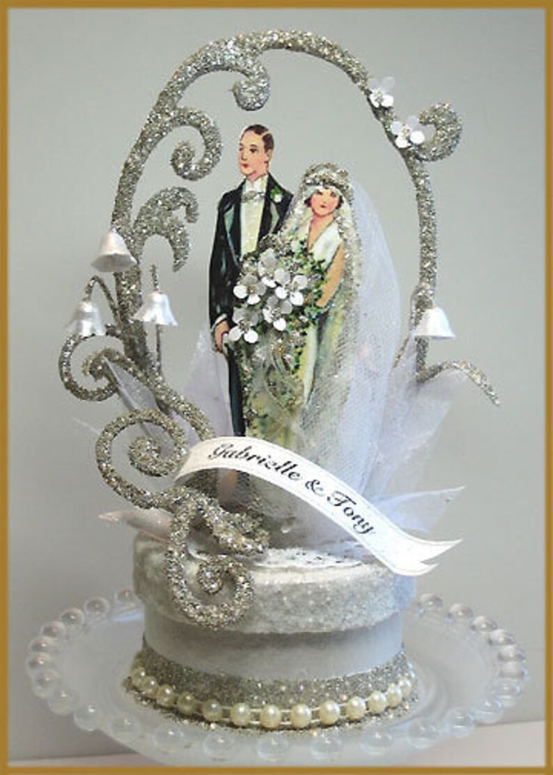 1920 S Deco Wedding Cake Topper Etsy