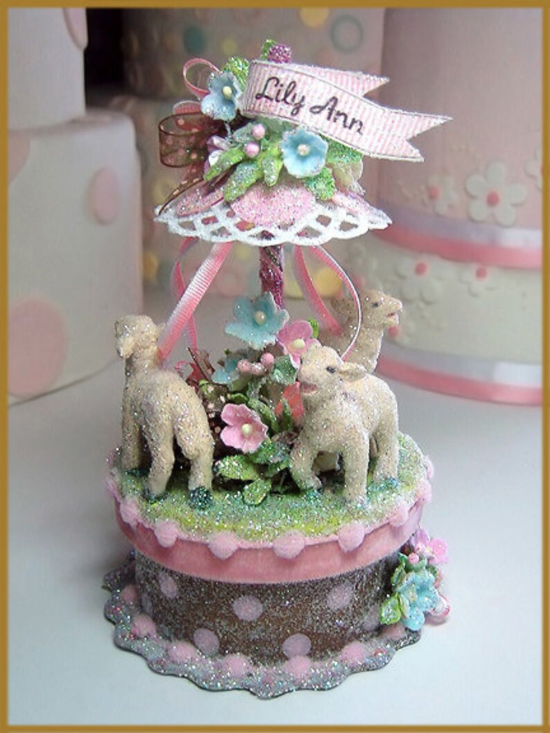 Baby Lamb Cake Topper, Keepsake Box, Baby Shower Topper, Birthday Cake