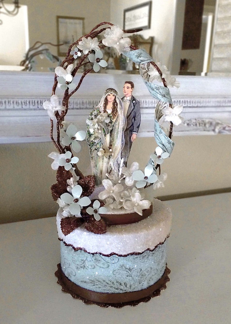 Blue Boho Chic, Vintage Bohemian Wedding Cake Topper Etsy