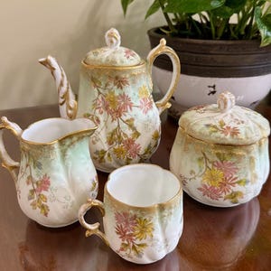 Antique Tea Set,  M. Redon Limoges floral tea set circa 1891-1896