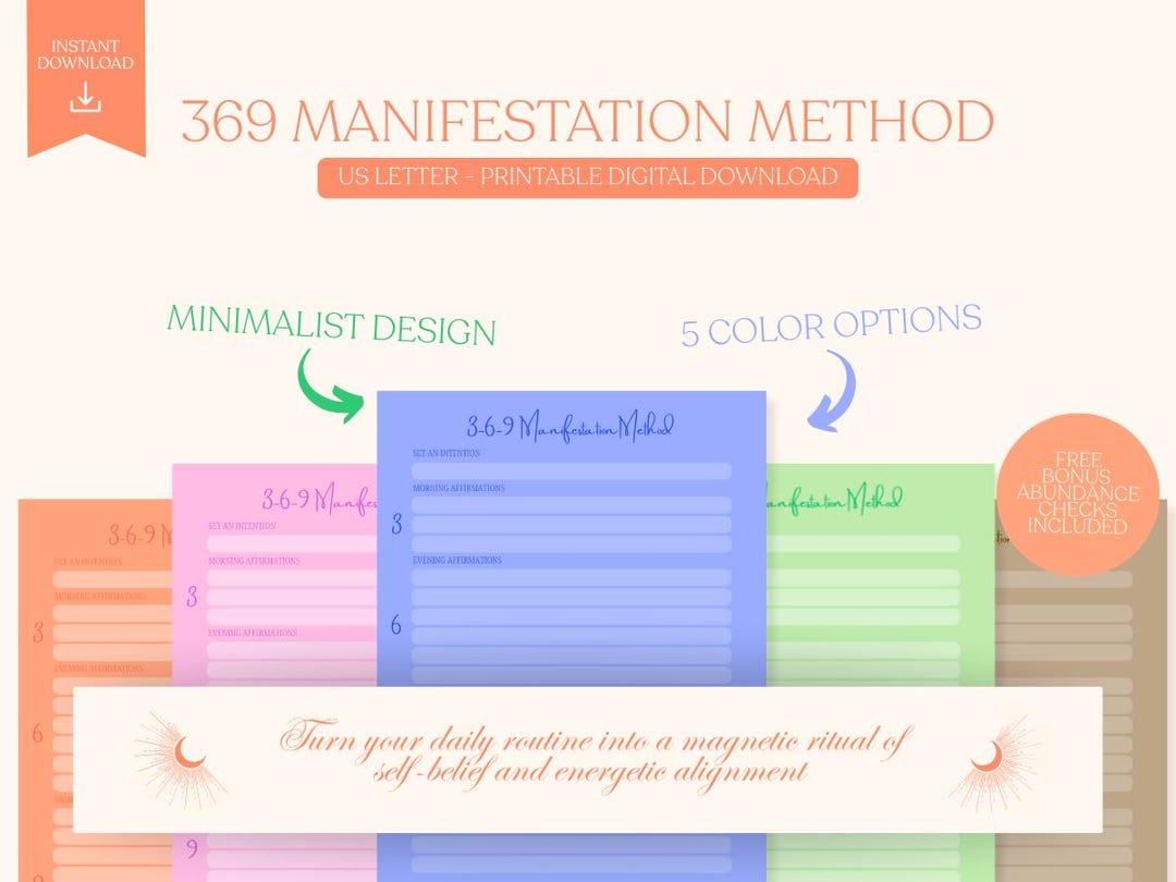 369 Manifestation Method Printable Template (US Letter Size) - Etsy