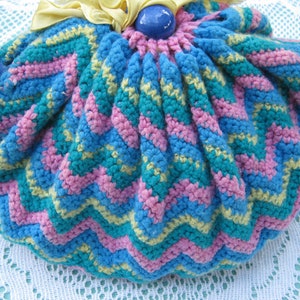 Vintage Tea Cosy - Pink, Green, Blue, Yellow  Crocheted - Vintage Style for your teapot.
