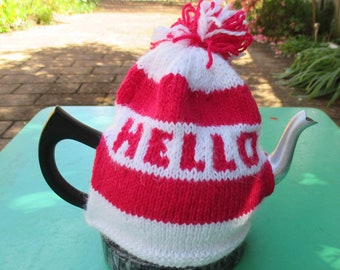 Hello - Hand knitted Tea Cosy