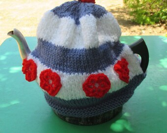 Tea Cosy Tea Cozy - Hand Knitted, Hand Knit Vintage Style, Teapot Cozy, Teapot Cosy