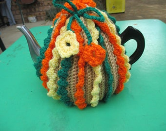 Vintage Tea Cozy - Orange, Green, Yellow - Vintage Style for your teapot.