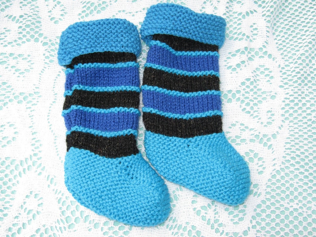 ON SALE Beautiful Baby Blue Socks Hand Knitted for a Baby Boy Etsy