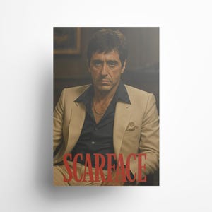 Scarface Poster – Tony Montana in Suit Wall Art | Classic Al Pacino Movie Print | Gangster Film Decor