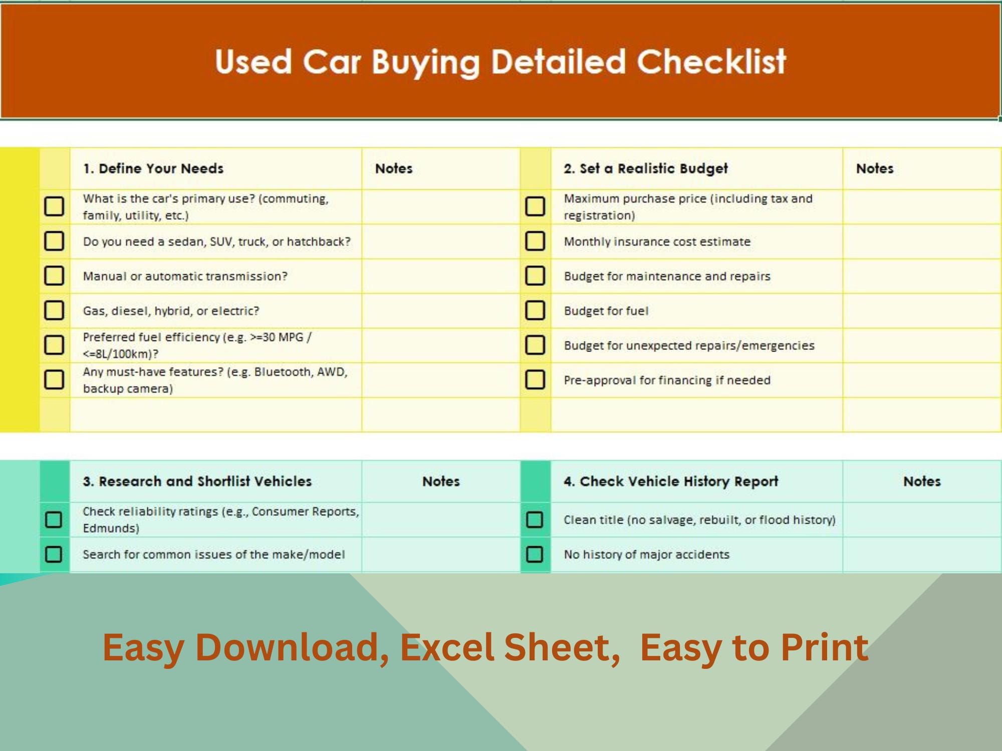 New Car Checklist What Do I Need When I Buy A Used Car