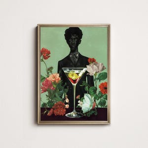 Afrocentric Gentleman Art Print: Black Man Martini Portrait (Digital Download)