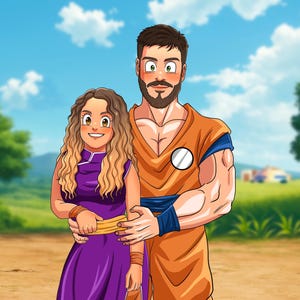 Custom DBZ Anime  Style | Personalized Portrait | Digital File A2 A3 A4 A5 Zize | Very attractive Prize,  Birthday Annivesary Couple