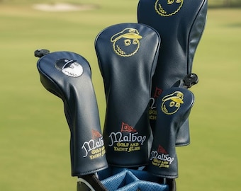 Luxury Malbon golf and yacht club Cream Headcover Set with Putter Cover  Driver, Fairway, Hybrid, Protection golf gift for dad ,brother ,son