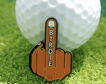 Funny Golf Ball Marker with Hat Clip – “Birdie” Middle Finger Design | Funny Golf Gift for Men, Women , brother , son , father , husband