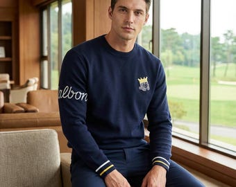 Malbon Golf King of Clubs-sweater Luxe golftrui met ronde hals voor golfers| Kerstgolfcadeau voor vader, broer, echtgenoot, zoon, vriend