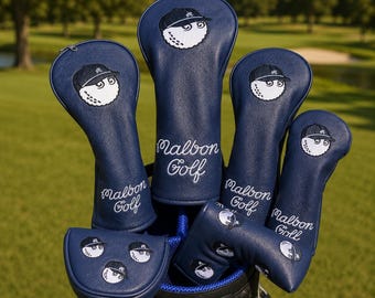 Malbon Golf French blue “Bucket Ball” premium Headcover Collection (Driver, Fairway , Mallet & Hybrid) Golf Gift for dad /brother /boyfriend