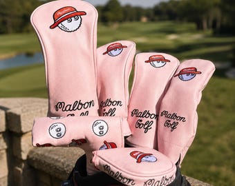 Malbon Pink Golf Club Covers Premium Headcover Set for Driver, Woods,Hybrid & Putter Stylish Women’s Golf Gift Wife, Mum, Sister ,Girlfriend