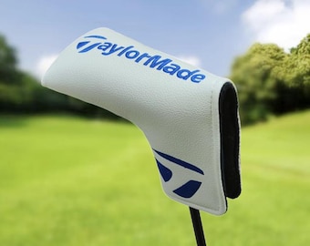 TaylorMade Blade Putter Cover – Magnetic Closure Golf Headcover – Premium Leather Style – Navy Blue, Red or White – Fits Most Blade Putters