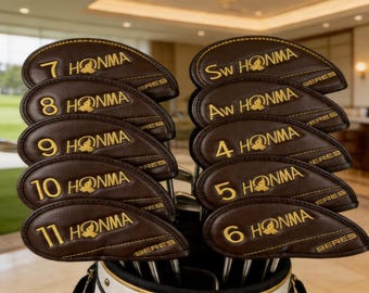 Honma Beres Iron Head Covers Set – Premium Golf Iron Covers |Luxury PU Leather Club Protectors | Numbered Iron Covers 4-SW AW |golf gift dad