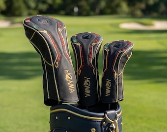 Luxury Honma beres black gold Golf Club Headcovers Set –golf Driver, Wood club Covers  christmas golf gift for dad, brother ,son ,husband
