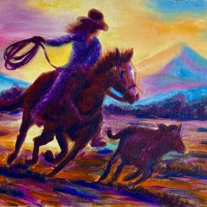 A Regular Cowboy - Handpainted Original Painting, Acrylic, oil on Canvas