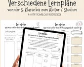 Lernplaner PDF  A4 ab Klasse 5 – Lernstruktur für Klausuren & Prüfungen | Ausfüllbar | Lerncoaching-Vorlage | Digitaler Download