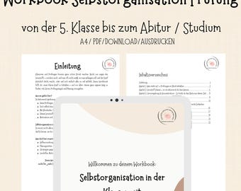 Quaderno di lavoro Auto-organizzazione Esame – Piano di studio PDF per la scuola Tempo di studio Strutturazione Coaching Risoluzione dei blocchi Strategie motivazionali