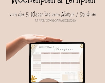 Weekly Study Plan PDF – Digital Planner in Pink | Organize study time and track habits | Students from grade 5 to university
